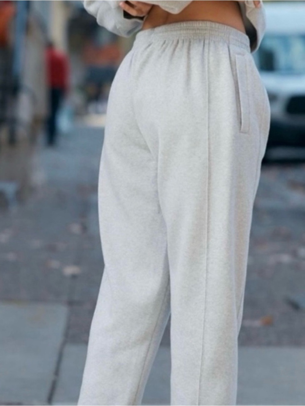 Anthropologie Light Gray Cozy Track Joggers and Hoodie